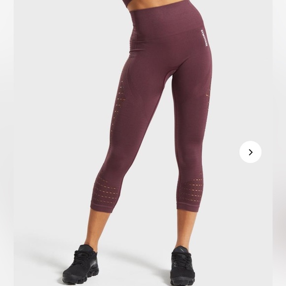 Gymshark Energy+ Seamless Cropped Leggings in Berry Red - Size Small - Picture 4 of 4
